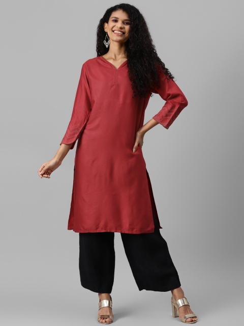 

Fabindia Women Red Thread Work Kurta