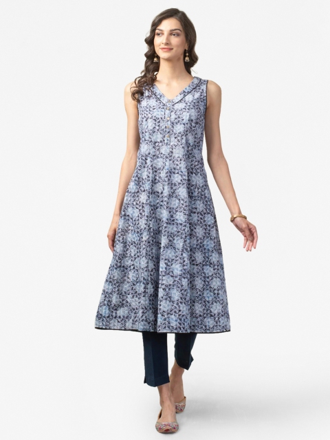

Fabindia Women Off White & Black Geometric Printed Kurta