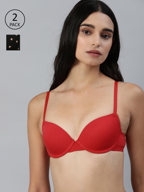 

Marks & Spencer Pack of 2 Underwired Lightly Padded T-shirt Bras T330358, Black