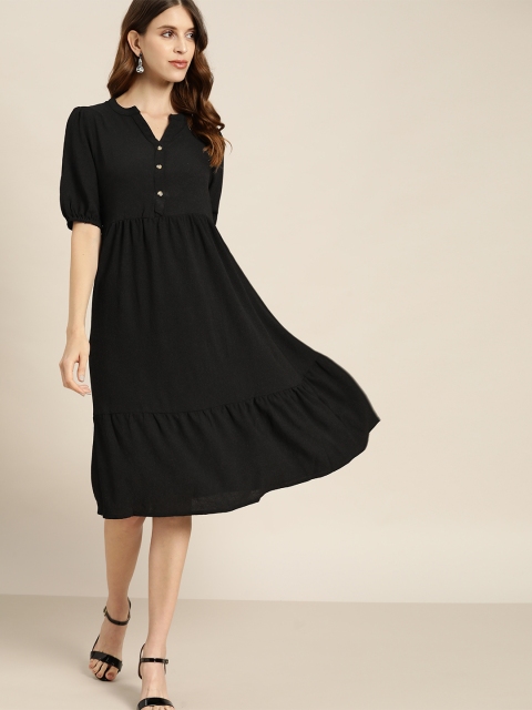 

all about you Black Solid Fit & flare Dress