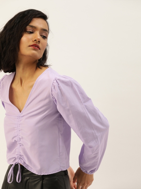 

Trendyol Purple Bishop Sleeves Regular Crop Top