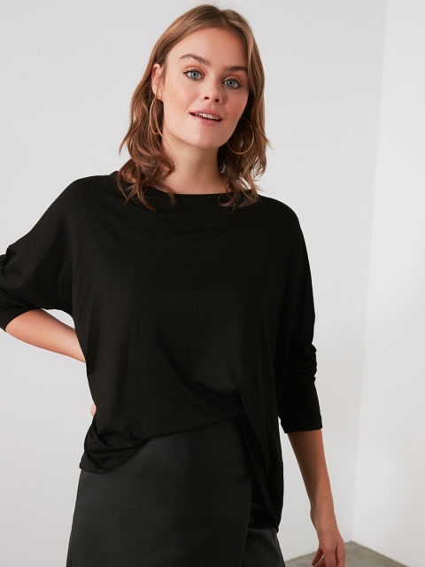 

Trendyol Black Solid Styled Back Top