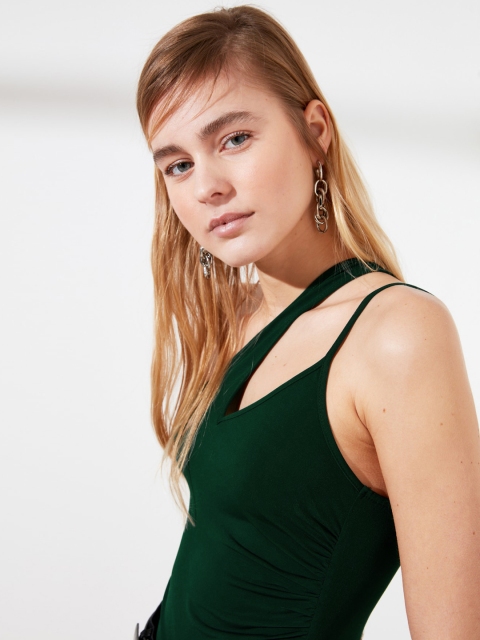 

TRENDYOL COLLECTION Green Solid Fitted Regular Top