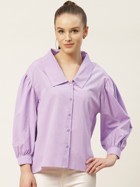 

TRENDYOL COLLECTION Women Lavender Regular Fit Solid Casual Shirt