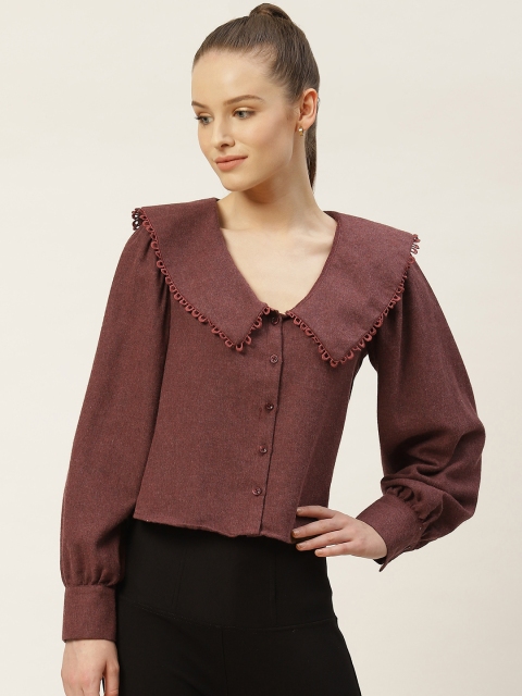 

Trendyol Burgundy Solid Shirt Style Top