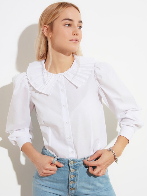 

TRENDYOL COLLECTION Women White Solid Stylised Neck Top