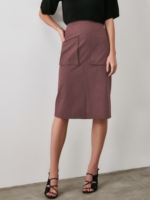 

Trendyol Women Mauve Solid A-Line Skirt