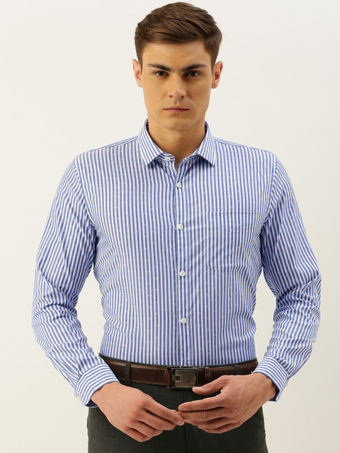 

Peter England Men Blue & White Slim Fit Striped Formal Shirt