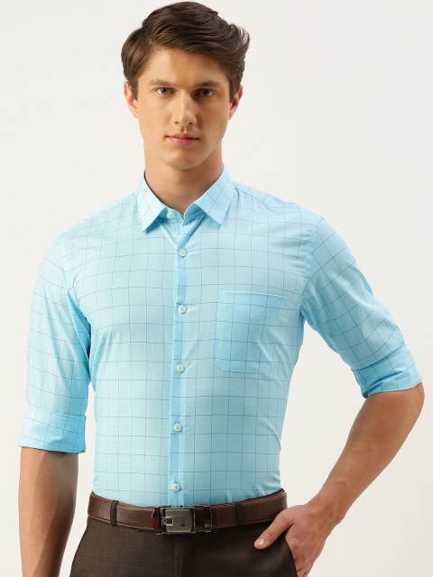 

Peter England Men Blue Regular Fit Checked Formal Shirt