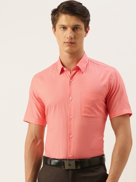 

Peter England Men Peach-Coloured Regular Fit Self Design Formal Shirt