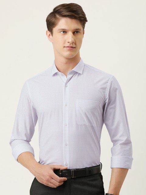 

Peter England Men White & Pink Nuvo Fit Checked Shirt