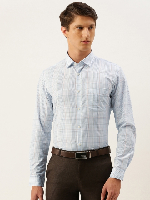 

Peter England Men Blue Regular Fit Checked Formal Shirt