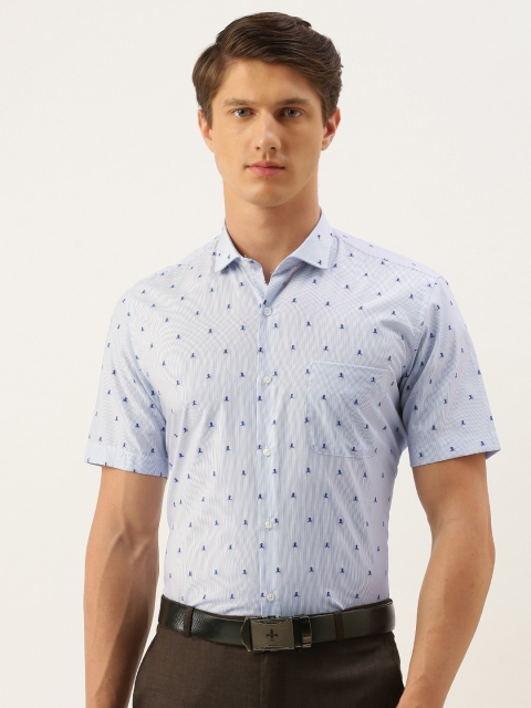 

Peter England Men Blue & Navy Blue Regular Fit Printed Formal Shirt
