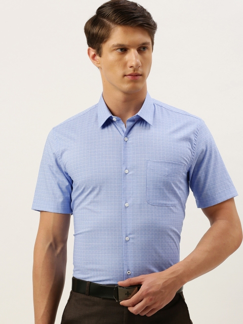 

Peter England Men Blue Regular Fit Self Design Formal Shirt