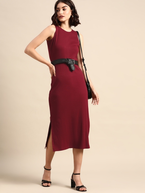 

all about you Burgundy Bodycon Midi Dress