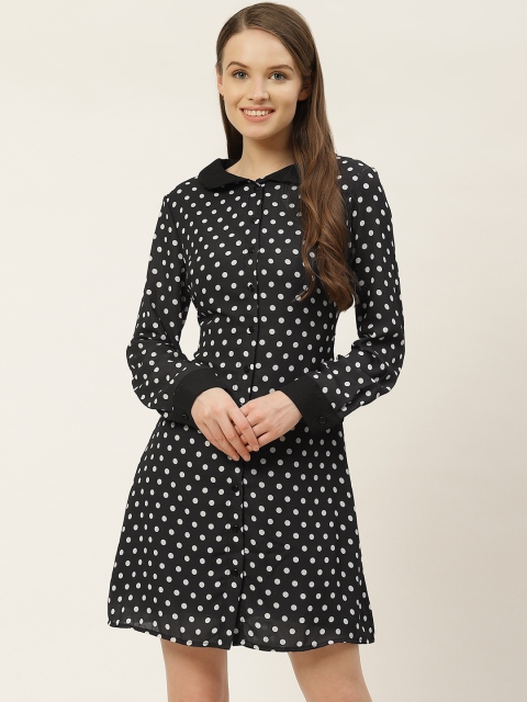 

Trendyol Women Black White Polka Dots Printed A-Line Dress