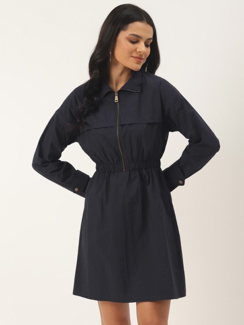 

Trendyol Women Navy Blue Solid Shirt Dress