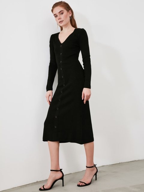 

TRENDYOL COLLECTION Women Black Solid Sheath Midi Dress