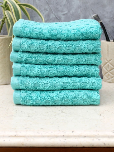 

AVI Living Set of 6 Turquoise Blue Solid 650 GSM Face Towels