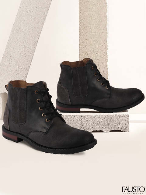 

Fausto Men Black Solid Flat Desert Boots