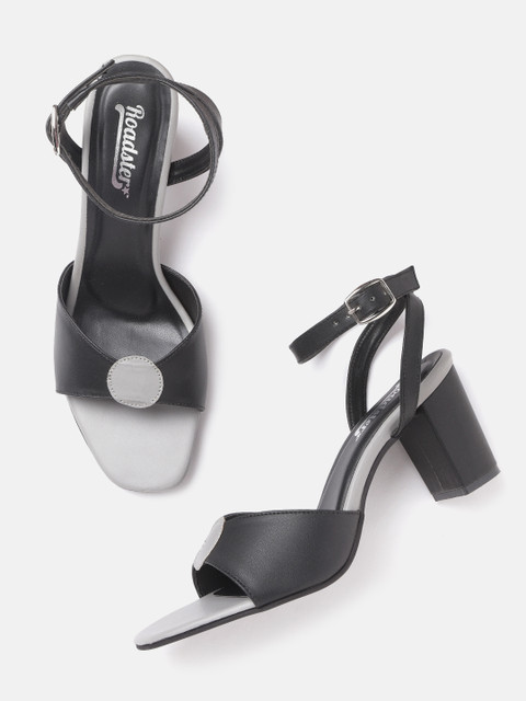 

Roadster Women Black & Grey Solid Heels with Colourblocked Detail