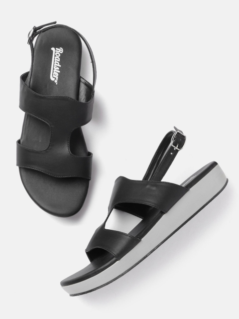 

Roadster Women Black Solid Open Toe Flats