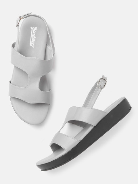 

Roadster Women Grey Solid Open Toe Flats