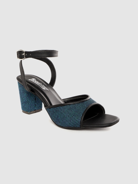 

Roadster Blue Woven Design Block Heels