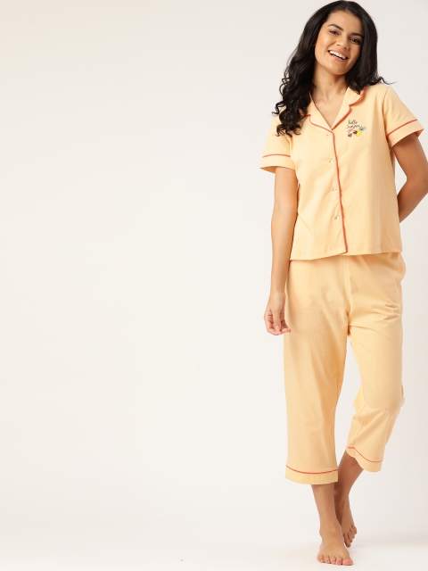 

DressBerry Women Yellow Printed Nightsuit
