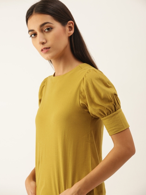 

DressBerry Lime Green Puff Sleeve Regular Top
