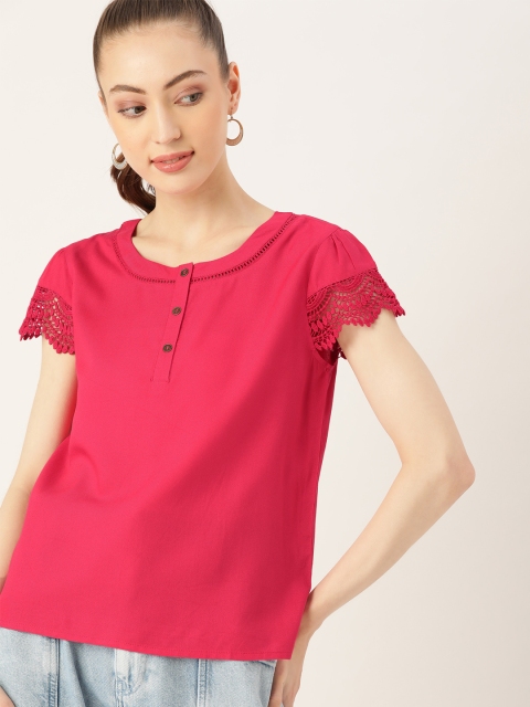 

DressBerry Pink Solid Regular Top