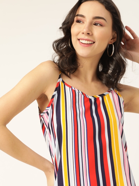 

DressBerry Multi-Coloured Candy Striped Shoulder Straps Regular Top