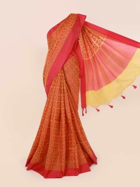 

Pothys Yellow Woven Design Cotton Blend Saree