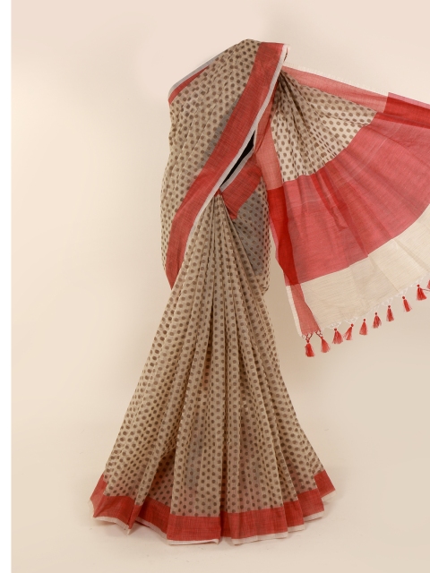 

Pothys Cream-Coloured Woven Design Manipuri Cotton Saree