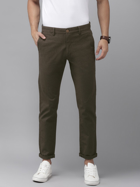 

U.S. Polo Assn. Men Brown Slim Fit Solid Regular Trousers