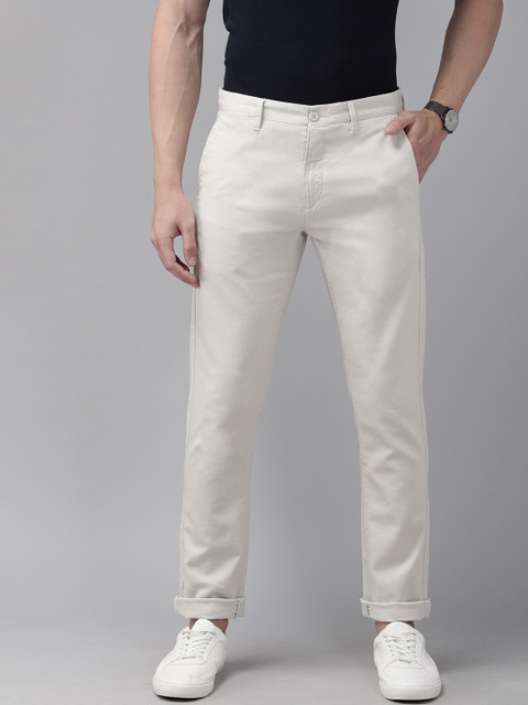 

U.S. Polo Assn. Men Grey Austin Trim Fit Self Design Regular Trousers