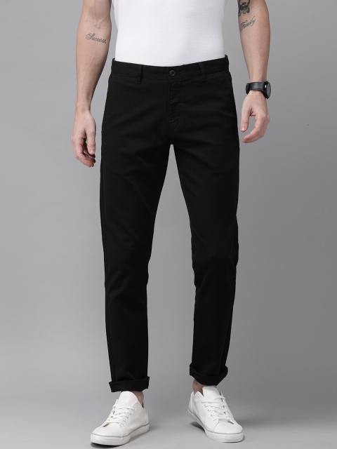 

U.S. Polo Assn. Men Black Austin Trim Fit Self Design Regular Trousers