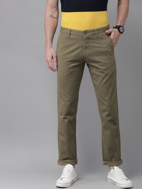 

U.S. Polo Assn. Men Olive Green Austin Trim Fit Solid Regular Trousers