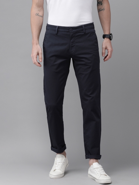 

U.S. Polo Assn. Men Navy Blue Austin Trim Fit Solid Regular Trousers