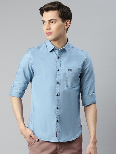 

U.S. Polo Assn. Denim Co. Men Blue Regular Fit Solid Casual Shirt