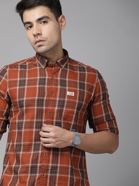 

U.S. Polo Assn. Denim Co. Men Brown & Black Regular Fit Checked Casual Shirt