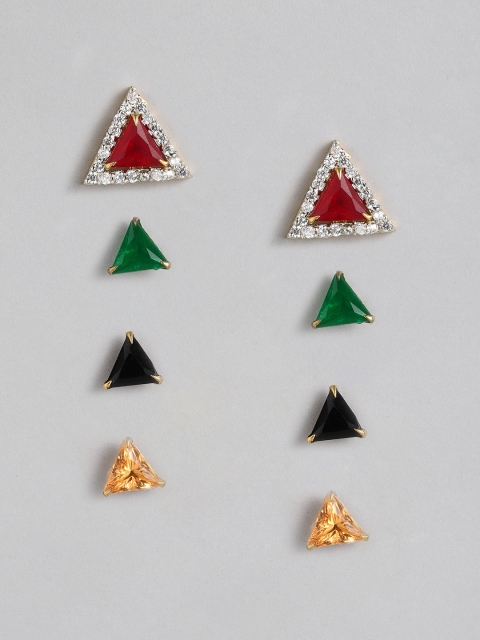 

Anouk Women Set of 4 Triangular Stud Earrings, Gold