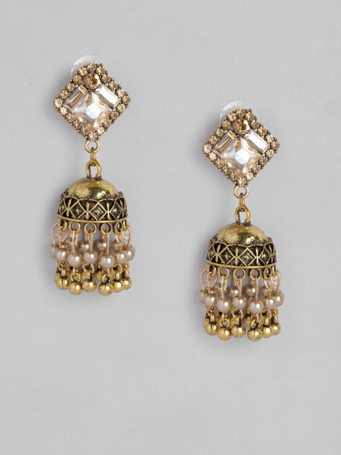 

Anouk Antique Gold-Plated Dome Shaped Jhumkas