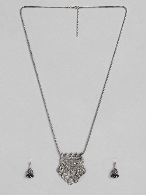 

Anouk Silver-Plated Oxidized Necklace & Jhumka Earrings Jewellery Set