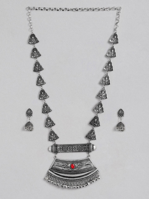 

Anouk Silver-Plated Oxidized Necklace & Jhumka Earrings Jewellery Set