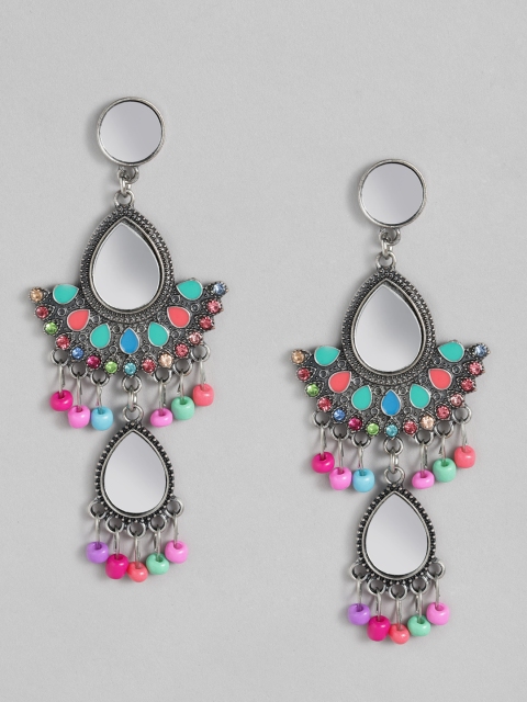 

Anouk Women Silver-Plated & Multicoloured Drop Earrings, Multi
