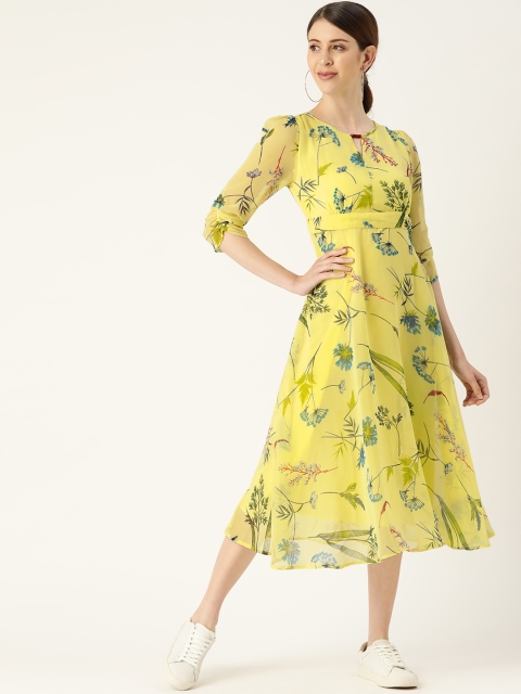 

Antheaa Women Yellow & Green Printed Empire Dress