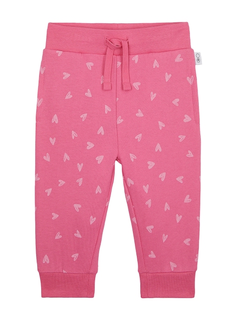 

mothercare Girls Pink Hearts Printed Pure Cotton Joggers