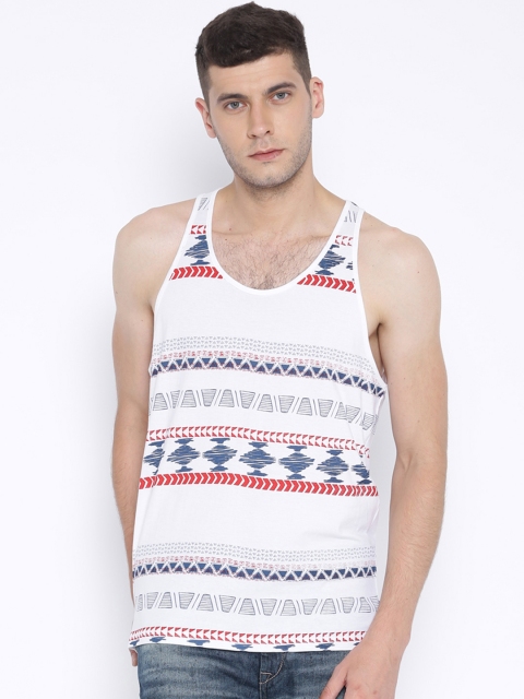 Aventura Outfitters White Aztec Print Sleeveless T-shirt available at myntra for Rs.179