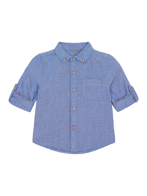 

mothercare Boys Blue Regular Fit Solid Pure Cotton Casual Shirt